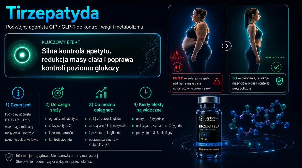 Infografika: mechanizm działania Tirzepatide
